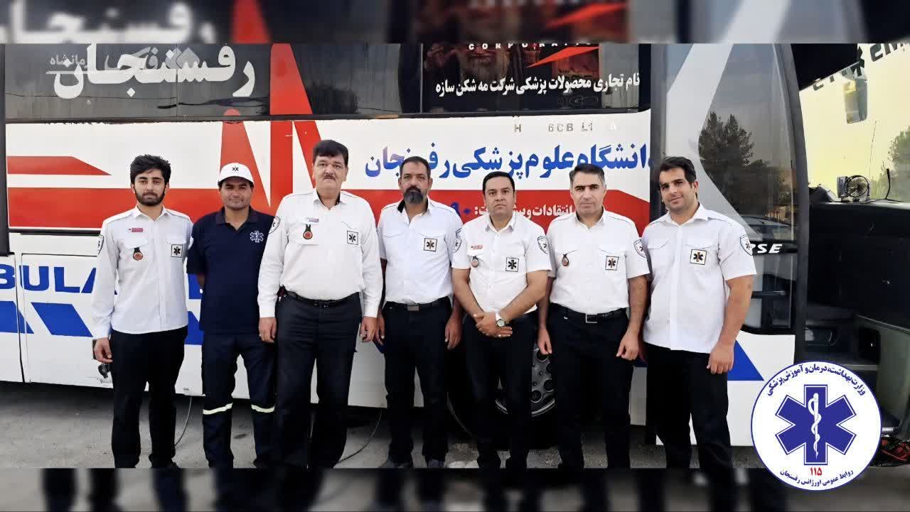 خدمت رسانی اورژانس ۱۱۵ رفسنجان به زائران اربعین در حمیل استان کرمانشاه